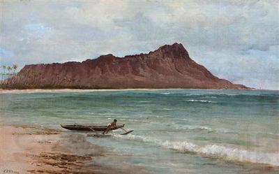 unknow artist View of Diamond Head, oil on canvas painting by Joseph Dwight Strong